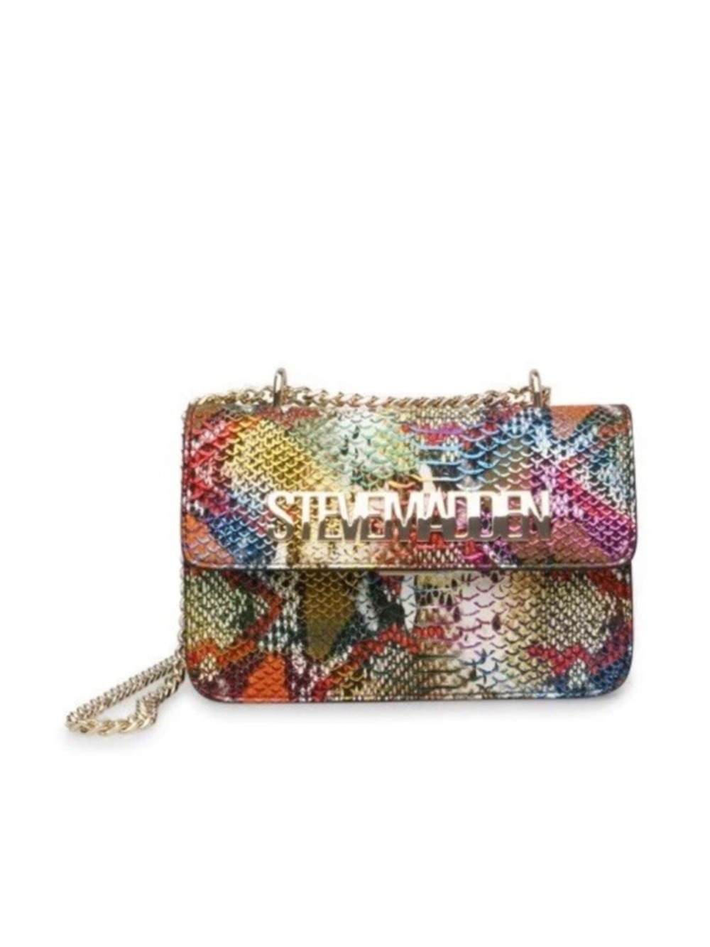 Steve Madden BVANTASTIC Rainbow Snake Print Crossbody chain strap new